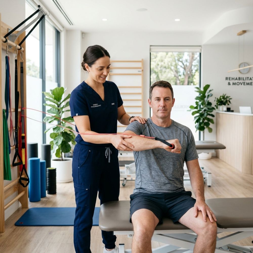 Physiotherapist treating patient at Evolvix Physiotherapy Clinic in T. Nagar, Chennai